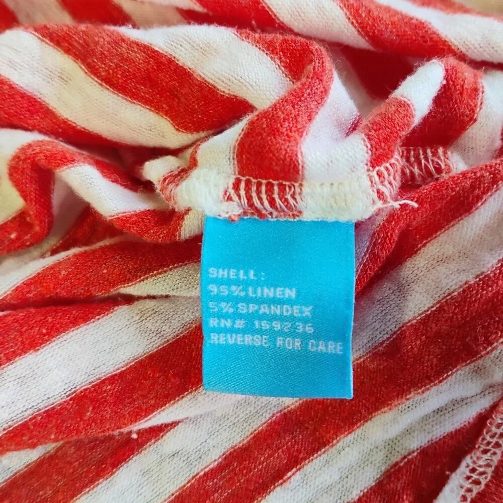J McLaughlin Top Womens XS Pink White Brynn Stripes Linen Preppy Classic Coastal
